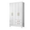 Guarda Roupa Chile 1,03m 4 Portas 2 Gavetas  Branco Moval 