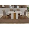  Mesa Doha c/4 cadeiras 120x80 Tampo MDF/Vidro reto OFF-Freijó Decor Leifer