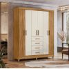 Guarda Roupa Aruba 1,65m 6 portas 4 gavetas Freijo/Off Moval