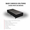 Base Box Solteiro Carioca Blindada 88X188X30 Suede Preto Bioflex