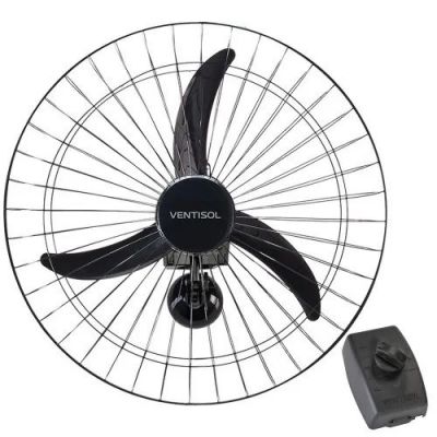 Ventilador de Parede Ventisol 60cm 200W Oscilante Premium Preto Bivolt