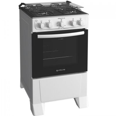 Fogão 4 Bocas Atlas Mônaco Plus Acend. Automático Branco Mesa Inox Bivolt