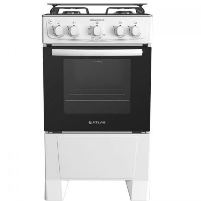 Fogão 4 Bocas Atlas Mônaco Plus Acend. Automático Branco Mesa Inox Bivolt