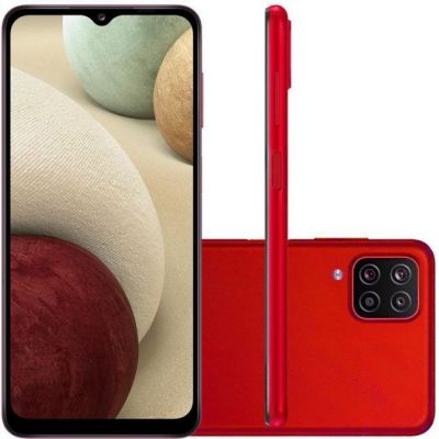 Smartphone Samsung A12 Vermelho 64GB Tela 6.5” 4GB RAM Cam 48MP 5MP 2MP 2MP