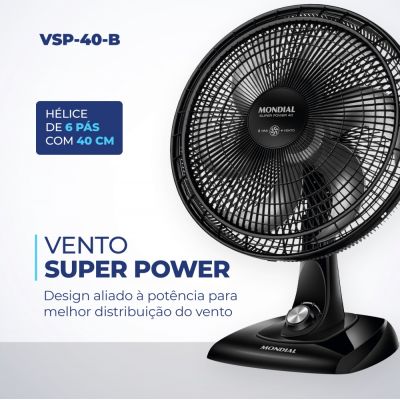Ventilador de Mesa Mondial Super Power Vsp-40-b 40cm 140W 110v
