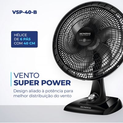 Ventilador de Mesa Mondial Vsp-40-b 40cm 140W Super Power 110v