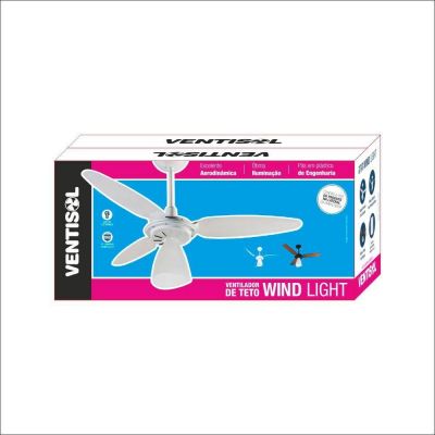 Ventilador Teto Ventisol  Wind Ligth Premium Branco 3 Pás 130W 110v