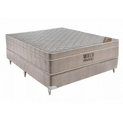 Colchão + Box Casal Airtech Spring Pocket 138x188x55 Bege-Branco Ortobom