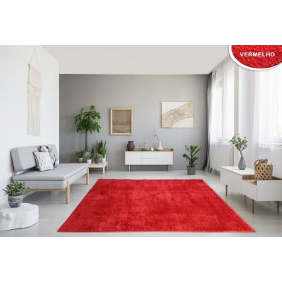 Tapete Sala/Quarto New Soft Plus 150 x 200 cor vermelho liso Minas Brasil