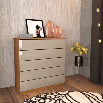 Cômoda Premium 5 gavetas 86cm Cinamomo/OFF White TCIL Móveis