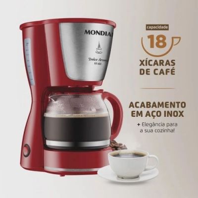 Cafeteira Elétrica Mondial Dolce Arome 18x C-35-18x Vermelha 550W 110V