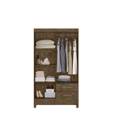 Guarda Roupa Chile 1,03m 4 Portas 2 Gavetas Castanho Wood Moval 