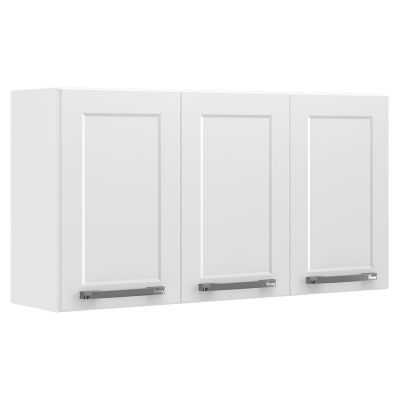 Armário de Aço Aéreo Florença 1,05m 3 Portas Branco Itatiaia 