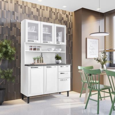 Armário de Aço Kit Cozinha Pratika 1,20m 6 portas 2 gavetas Branco Itatiaia