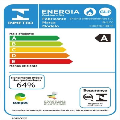 Cooktop 4 Bocas Philco a Gás Chef 4 Acendimento Automático Preto Bivolt