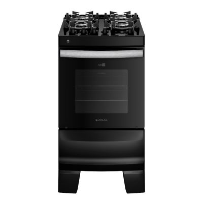 Fogão 4 Bocas Atlas Agile Up Glass Acend. Automático Preto Mesa de Vidro Bivolt