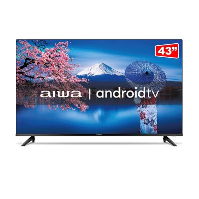 Smart TV 43" LED Aiwa Android Full HD Comando de voz Dolby Áudio AWS-TV-43-BL