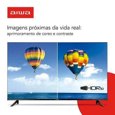 Smart TV 43" LED Aiwa Android Full HD Comando de voz Dolby Áudio AWS-TV-43-BL