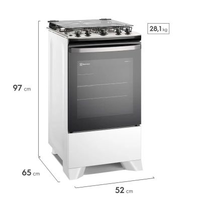 Fogão 4 Bocas Electrolux Efficient Acend. Automático Branco com Mesa Inox Bivolt