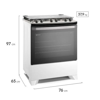 Fogão 5 bocas Electrolux Efficient Acend. Automático Branco Mesa de Inox Bivolt
