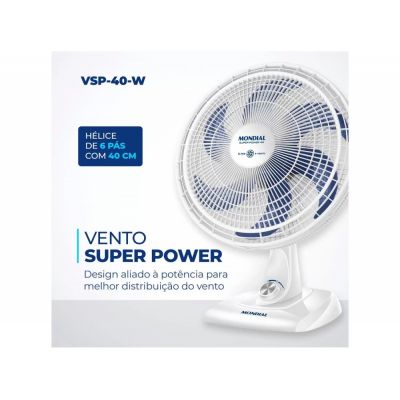 Ventilador de Mesa Mondial Vsp-40-w 40cm 140W Super Power 110v Branco