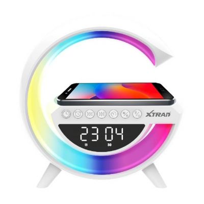 Caixa De Som Bluetooth Luminária Rádio Relógio Carregador Por Indução Xtrad Andromeda G Xdg-8601