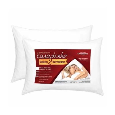 Travesseiro Ortobom New Casadinho Microfibra 02 peças Branco 55x80cm