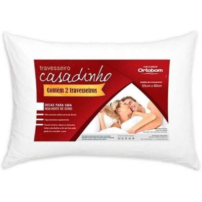 Travesseiro Ortobom New Casadinho Microfibra 02 peças Branco 55x80cm