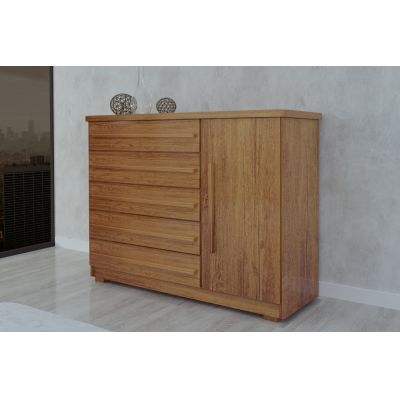 Cômoda Catena 5 gavetas 1 porta 1,24m MDF Naturale Bom Pastor