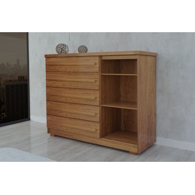 Cômoda Catena 5 gavetas 1 porta 1,24m MDF Naturale Bom Pastor