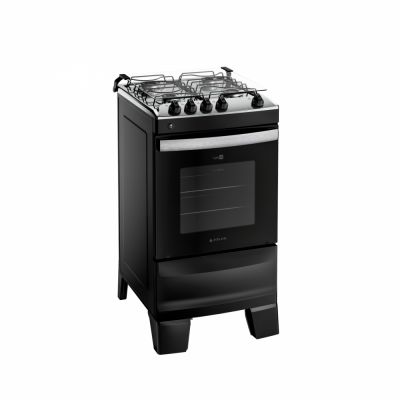 Fogão Atlas 4 bocas Steel Agile UP Mesa Inox Preto Bivolt