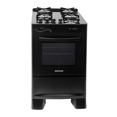 Fogão Neo Glass 4 Queimadores FGVNG410PT Suggar Preto Mesa de Vidro Bivolt 