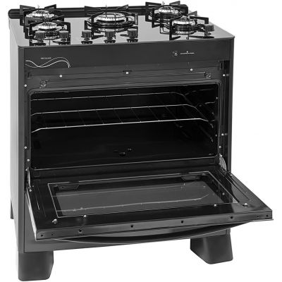 Fogão 5 Bocas Suggar Neo Glass Acend. Automático Preto Mesa de Vidro Bivolt 