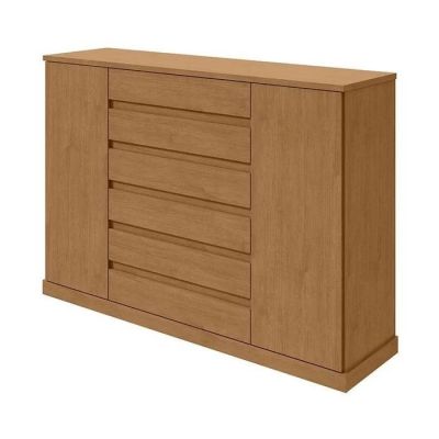 Cômoda Vedra 1,73m 7 gavetas + 2 portas Amêndoa Clean Lopas