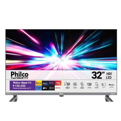 Smart TV 32" Philco HD LED Roku Dolby Audio Wi-Fi Bluetooth