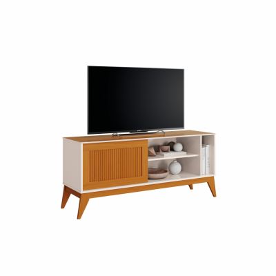 Rack Aruba 1,36 m p/ TV 55" Ripado 3D Off White/Cedro EDN
