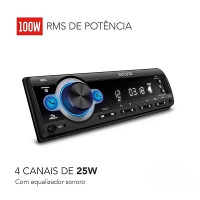Som Automotivo Aiwa Bluetooth 100W Rms Aws-Ca-D-01 - Preto
