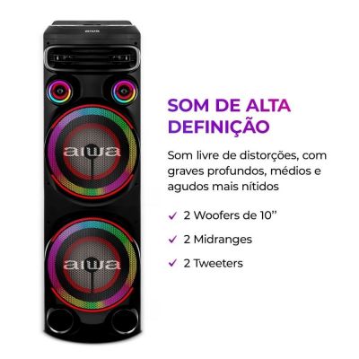 Caixa De Som Aiwa Torre AWS-T2W-02 2300w Bluetooth 