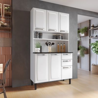 Armário de Aço Kit Pratika 1,05m 6 portas 2 gavetas Branco Itatiaia