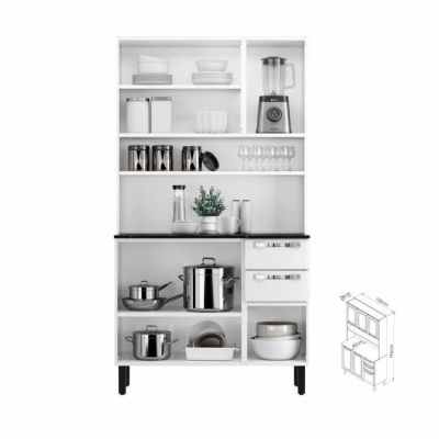 Armário de Aço Kit Pratika 1,05m 6 portas 2 gavetas Branco Itatiaia