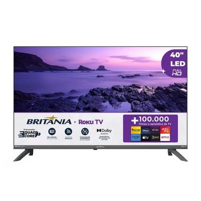Smart TV 40" Full HD Britânia BTV40E3ERSGB LED Roku TV Dolby Audio