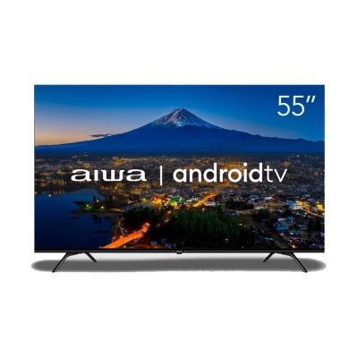 Smart TV 55" 4K Aiwa Ultra HD Android AWS-TV-55-BL-01-A Borda Infinita Bivolt