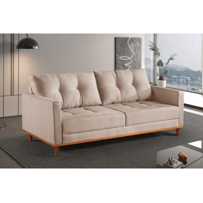 Sofa 3 Lugares Living Madri 2,00m Linho Bege D' Sala Estofados