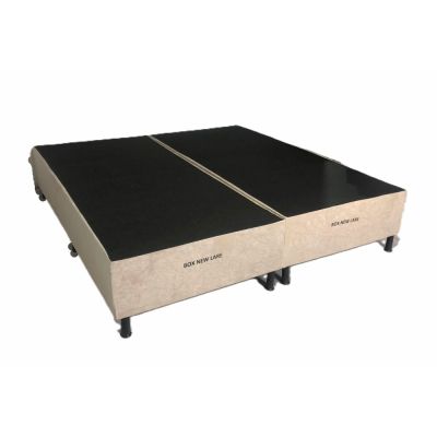 Box King Base NEW LARE Bi Partido 193X203X30 Suede Bege Nosso Sonho