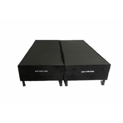 Box Queen Base NEW LARE Bi Partido 158X198X30 Suede Preto Nosso Sonho