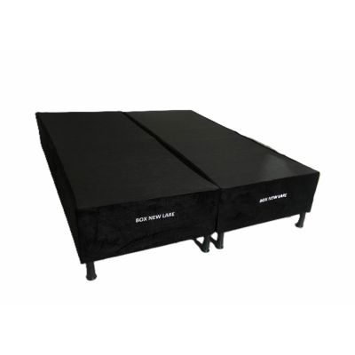 Box Queen Base NEW LARE Bi Partido 158X198X30 Suede Preto Nosso Sonho