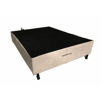 Box Casal Base NEW LARE 138x188x30 Suede Bege Nosso Sonho