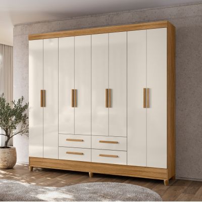 Guarda Roupa Florida 2,04m 8 portas 4 gavetas Freijo/Off Moval