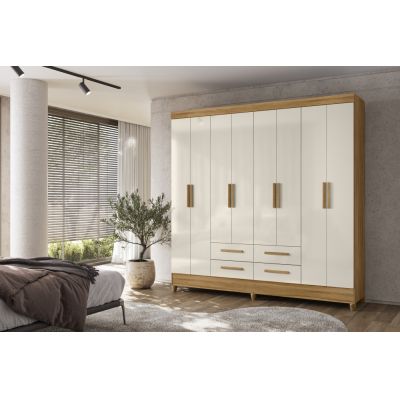 Guarda Roupa Florida 2,04m 8 portas 4 gavetas Freijo/Off Moval