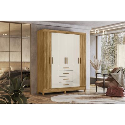 Guarda Roupa Aruba 1,65m 6 portas 4 gavetas Freijo/Off Moval
